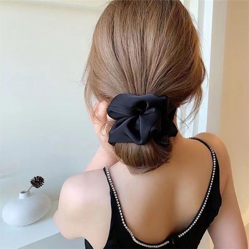 Korean Satin Retro Scrunchie: Elegant Ponytail Tie