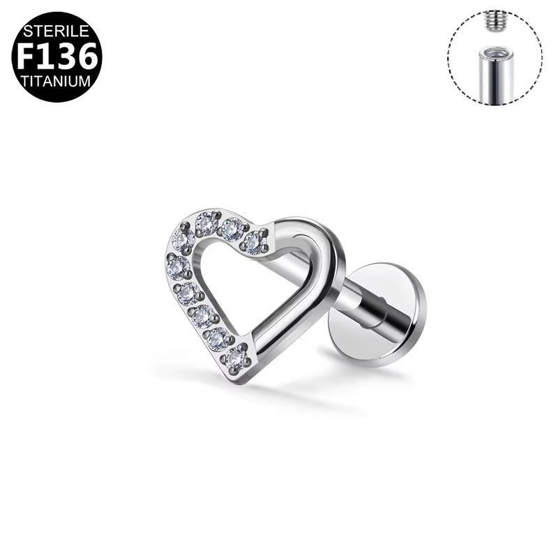 Heart-Shaped G23 Titanium Alloy Lip and Ear Stud