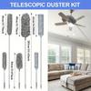 Extendable Microfiber Duster with Bendable Long Handle - Reusable for High Ceiling Fans, Furniture, Blinds & Car Cleaning, Metal