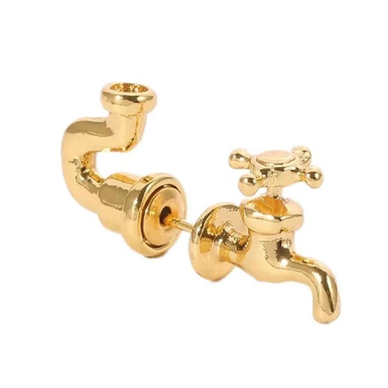 

Novelty Faucet Shape Stud Earrings | Punk Funny 3D Ear Jewelry for Women Men