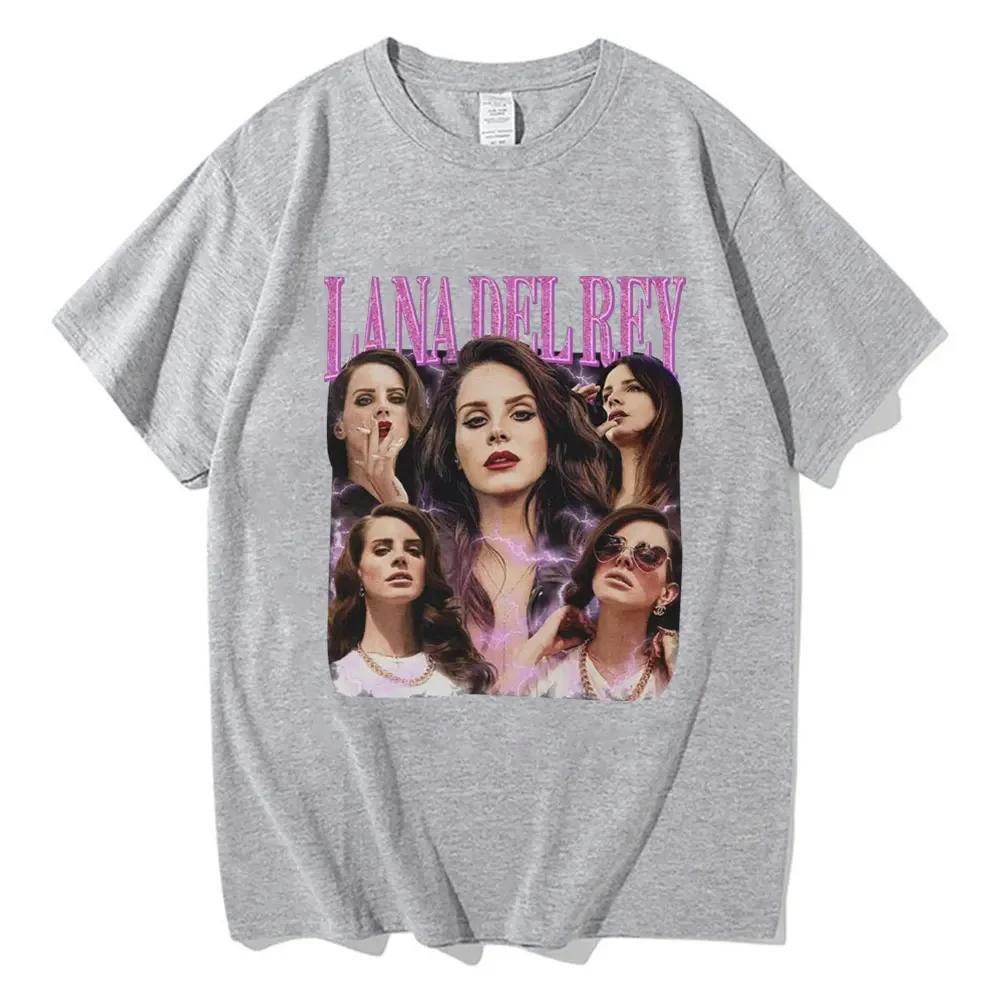 Retro Dam T-shirt i Bomull Lana Del Rey Sångare Grafiskt Tryck T-shirt Hip-Hop Mode Skjorta Kortärmad T-shirt Sommar Nyhet