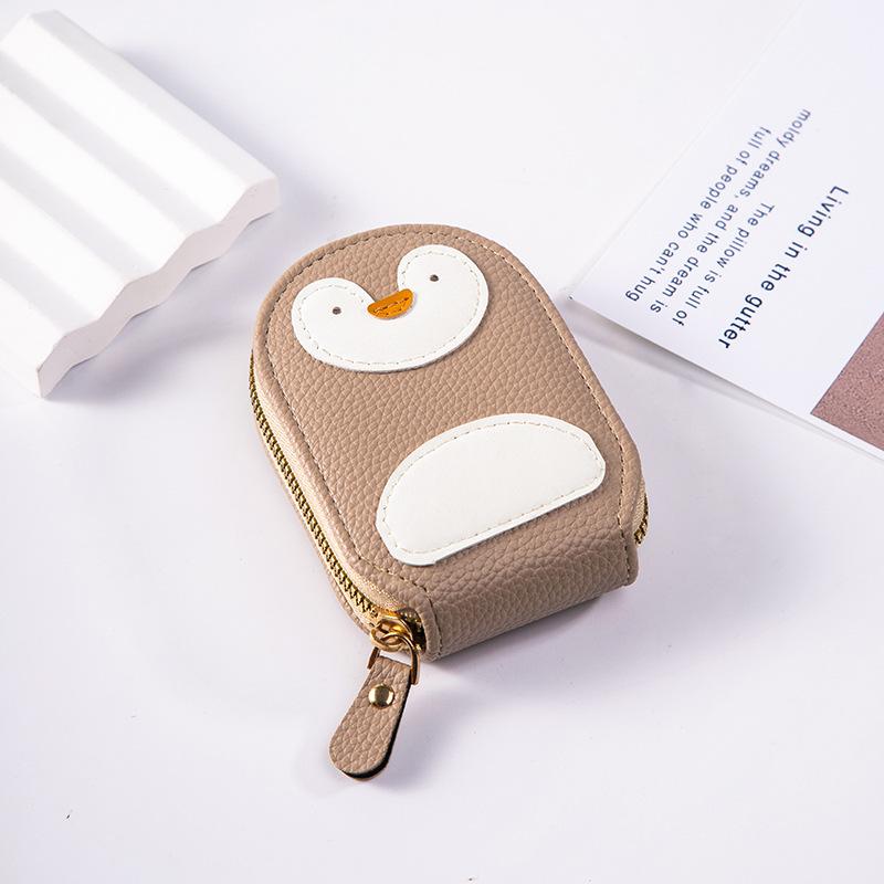 Cute Penguin Pu Leather Card Wallet Large Capacity Organizer with Multi Card Slots and ID Document Holder Women Card Bag