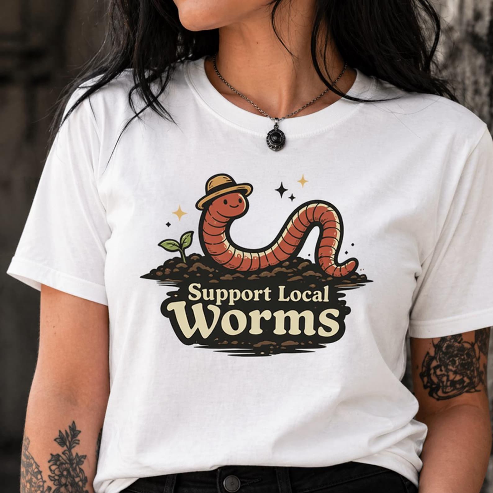 Support Local Worms Gardening Shirt, Funny Compost Humor Tee S