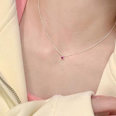 Necklace Pendant For Women Jewelry Love Necklace Small Mini Red Heart Pendant Simple Heart Shaped Collar
