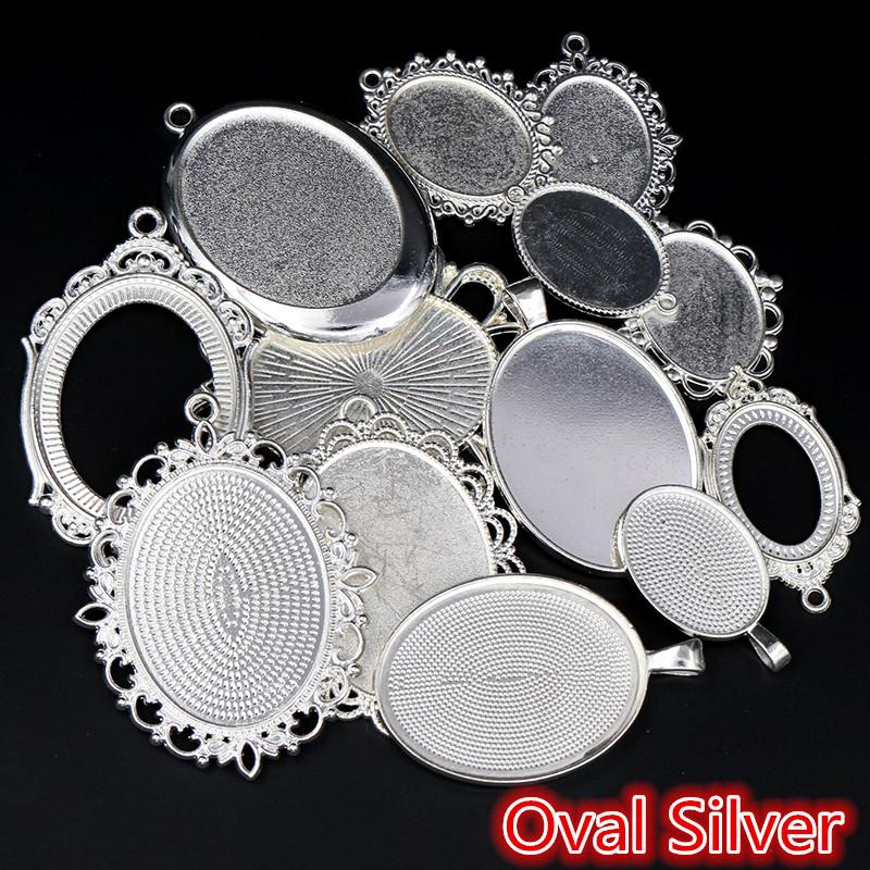 30g Směs stylů Starožitný bronz Stříbrný pozlacený zinková slitina Přívěsek Prázdný Cameo Cabochon Základna Nastavení Rámečky Šperky Příslušenství