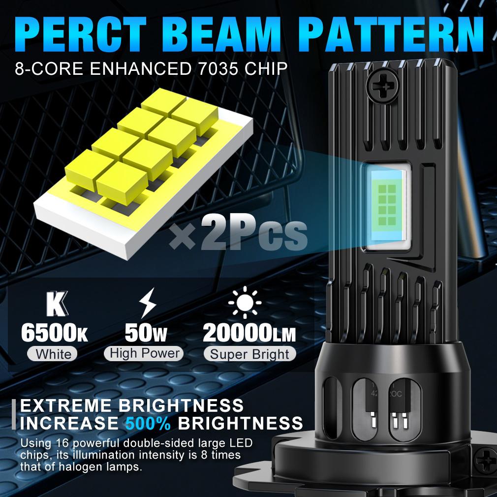 2 bombillas LED para faros delanteros H4 H7 de 20000 lúmenes 1:1 Mini Lámpara LED Canbus H11 H8 9005 HB3 9006 HB4 Faro delantero de coche sin ventilador Luz DRL Faros antiniebla automáticos 12V 6500K Blanco