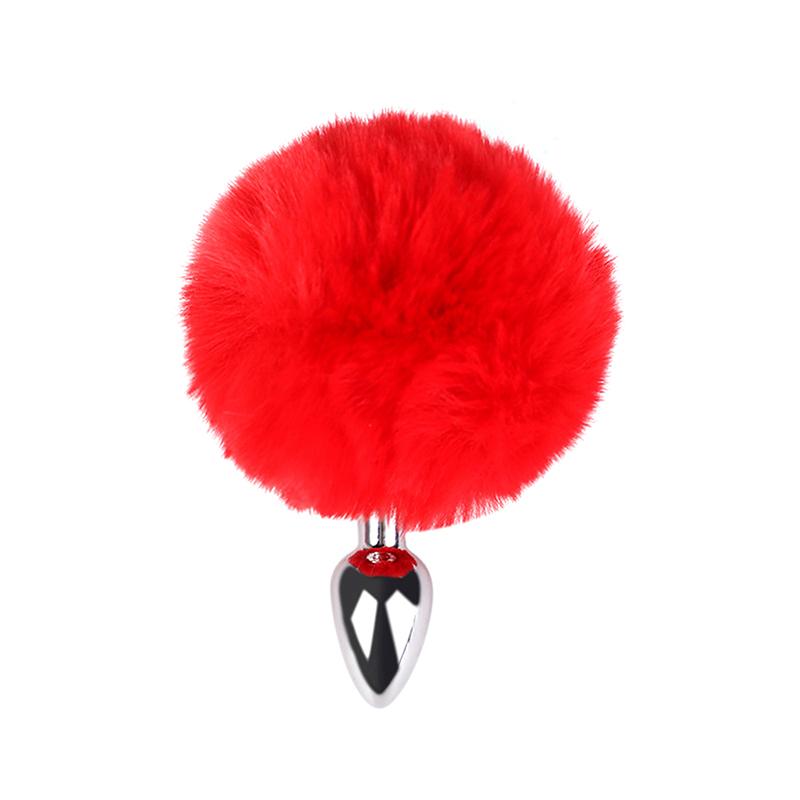 Metal Pointed Tip Plush Rabbit Tail Anal Plug Prostate Massager Butt Plug Fox Tail Cosplay Erotic Sex Toys For Adults Sex Game