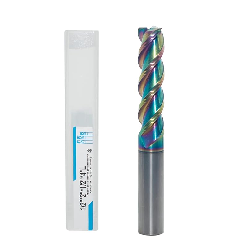 1/4" Extra Long Carbide Square End Mill for Aluminum, Copper Alloy, Plastic, 4" Overall Length End Mill Bits, 3 Flute HRC 55 Deg DLC Coating, CNC