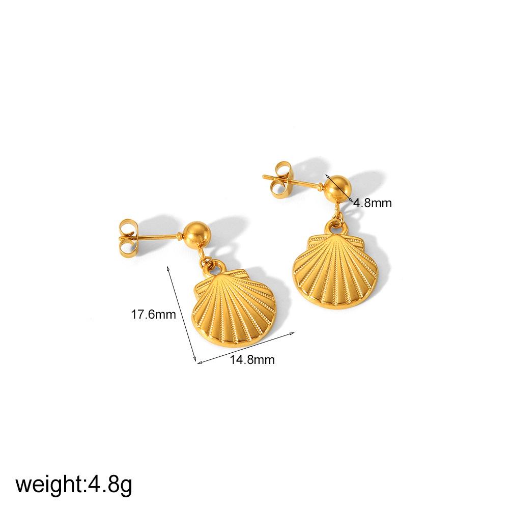 Light Luxury Fashion Marine Series Jewelry Stainless Steel Shell Earrings 18k Gold Starfish Stud Earrings Women