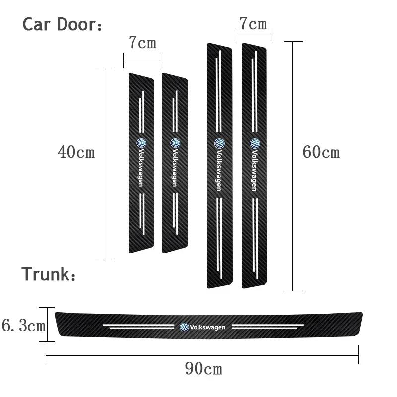 High-quality Carbon Fiber Car Door Sill Protector Sticker For VW Golf Amarok Phaeton T5 Teramont ID3 Tiguan T-Cross GTI GTD CCAL8