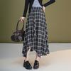 Autumn 2025 High-Waisted Irregular Black & White Plaid Skirt for Women