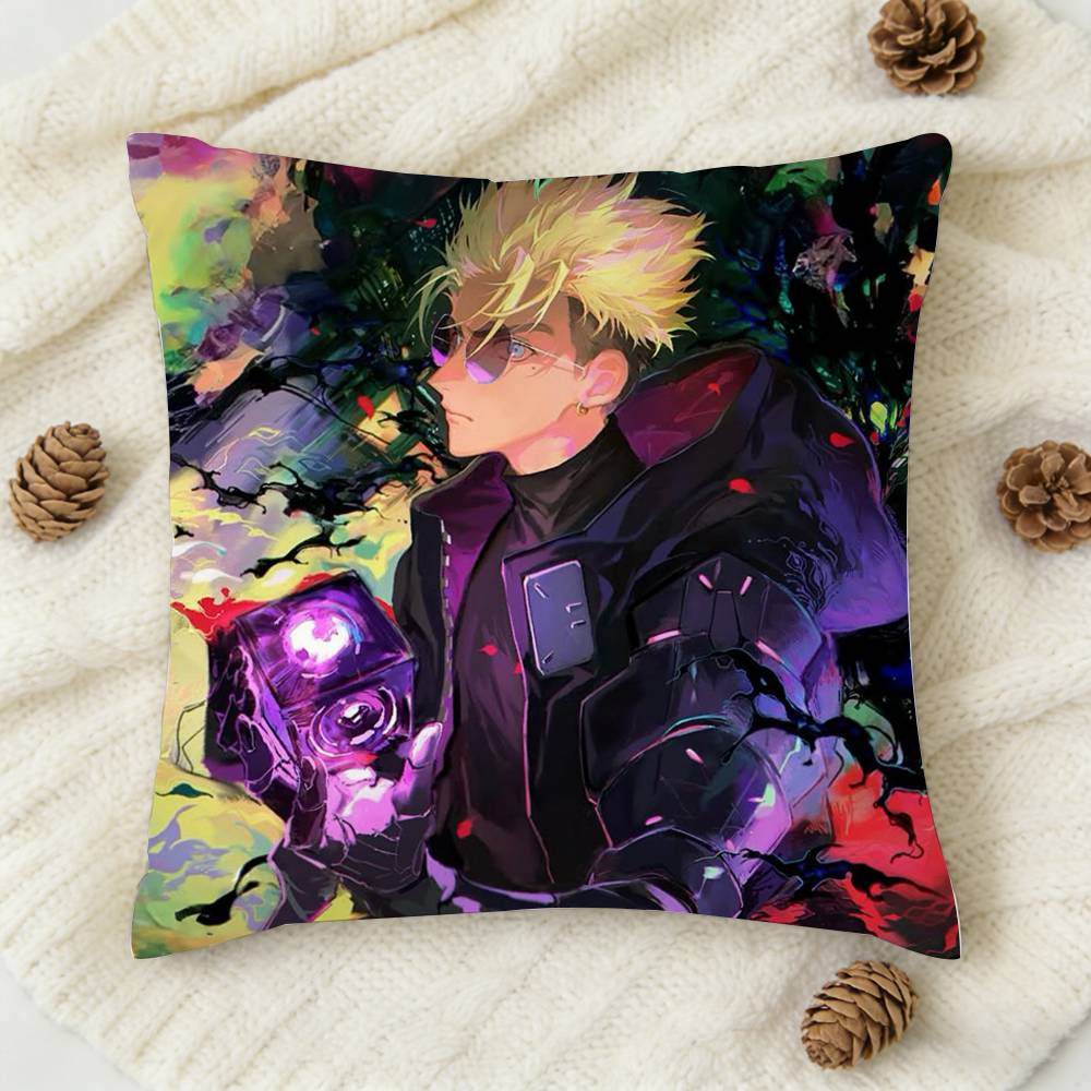 Anime TTRIGUN STAMPEDE Doublesided Printed Square Decorative Cushion Cover for Sofa Living Room Home Decor