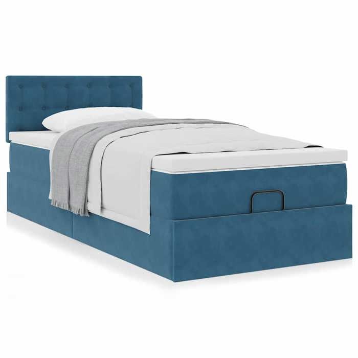 Maison Exclusive - Cadre de lit ottoman avec matelas bleu foncé 100x200 cm velours