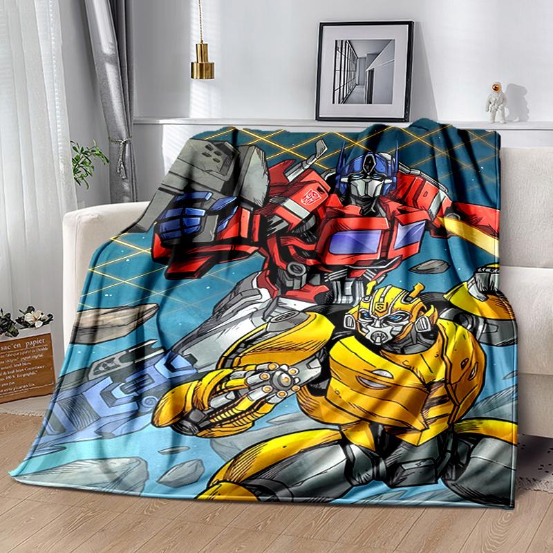 1pc Blanket Bumblebee and Optimus Prime Print Design, Lightweight Blanket for Sofa, Bed- Soft &Warm, Gift for All Seasons like Christmas, Halloween