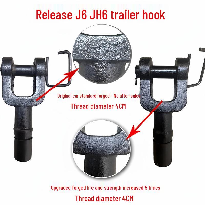 Thickened Front Tow Hook with Pin for Jiefang JH6/J6L/J6P Tractors Standard Forged, Thread Diameter 4CM