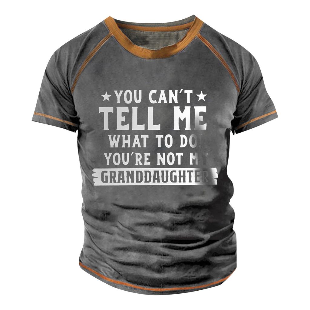 Men's Raglan T-shirt Retro Short Sleeve Round Neck Letter Printing Tops