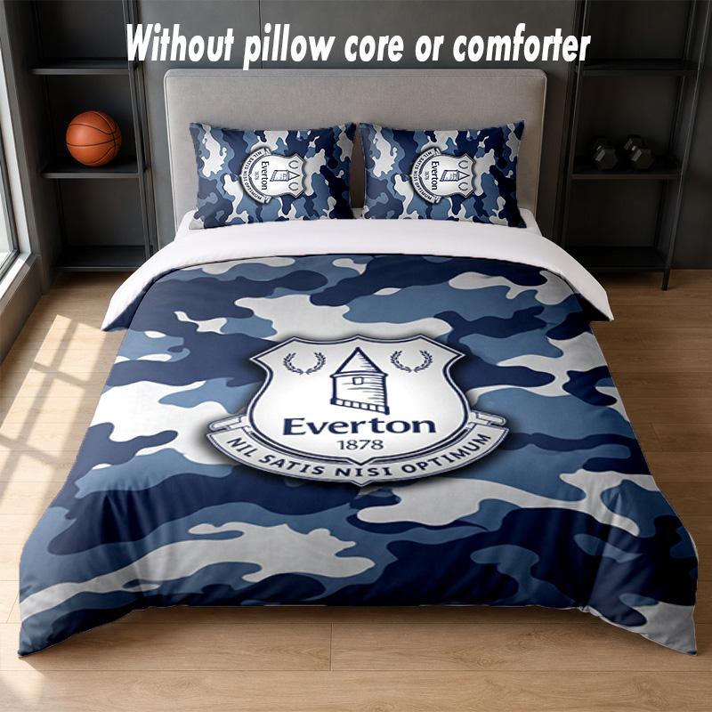 Everton Football Design Bed Bedding Set 1 Duvet Cover + 2 Pillowcases Soft Breathable Household Bed Linens