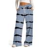 Women's Wide Leg Casual Pants High Waist Striped Sports Pants