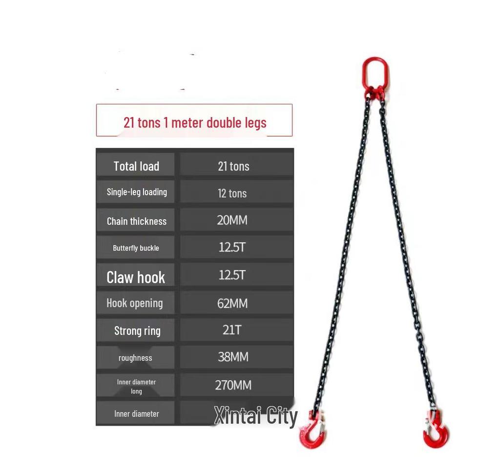 Four-Limb Lifting Chain Sling Set with Two Hooks and Lifting Eyes - Available in Single, Double, and Four Leg Options