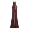 Winter Silk Satin Halter Neck Dress: European & American Style for Women