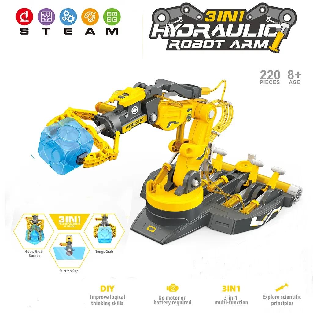 DIY STEAM Toy Assembled Hydraulic Mechanical Arm Science Experiment Engineering Set Toys for Boys Birthday Gifts Children Gift