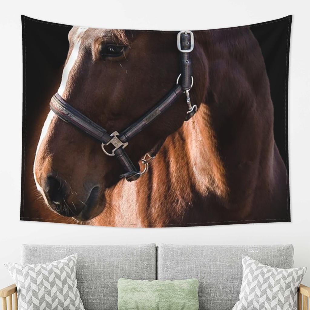 Brown Horse Herd Running Galloping Animal Lovers Humor Tapestry Wall Hanging Aesthetic Home Decoration Tapestries for Dorm Room