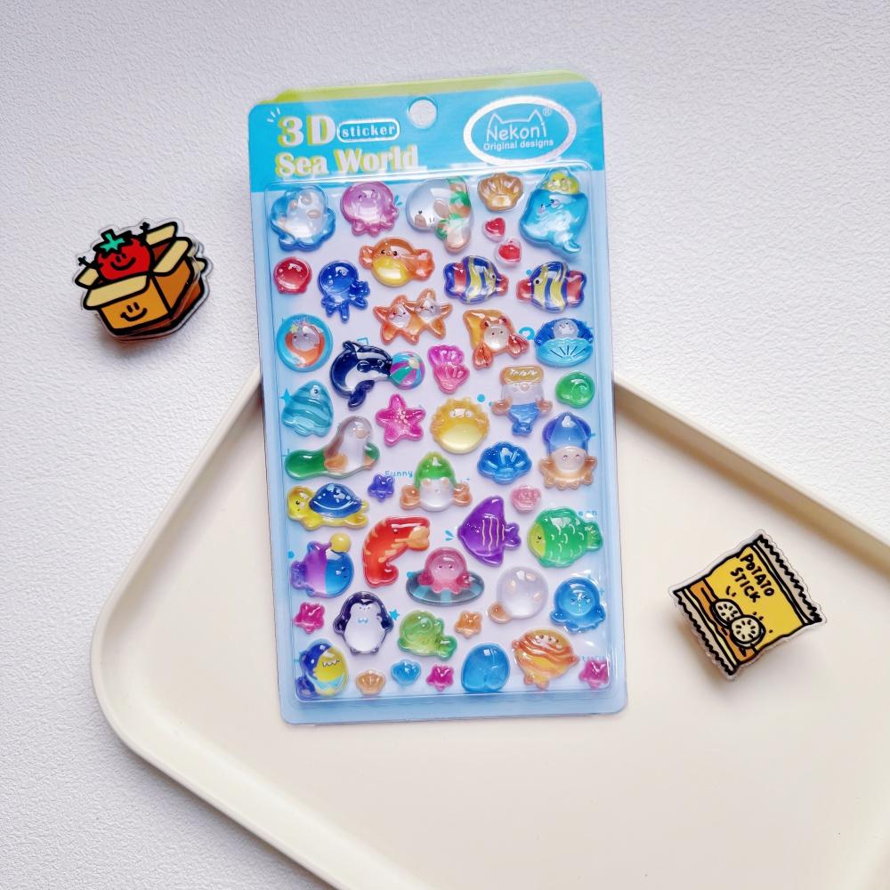 Nekoni 3D Relief Cartoon Food Fruits Stickers Set For Scrapbooking Diy Journal Cute Stationery Decals
