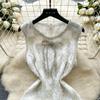 Summer Women Elegant Sleeveless Luxury Beading Plaid Lace Diamond Bowtie Mini Short Fairy Party Pencil Dresses