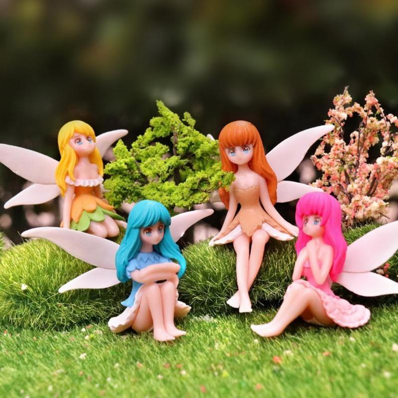 Miniature Cute Flower Fairy Statue Miniature Cartoon Landscape Decoration Doll House Accessories Family Decoration