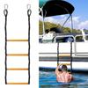 Folding Kayak Boat Rope Ladder, 4-Steps Marine Rope Ladder Extension Assist Boat Ladder Swim Ladder for Inflatable Boat