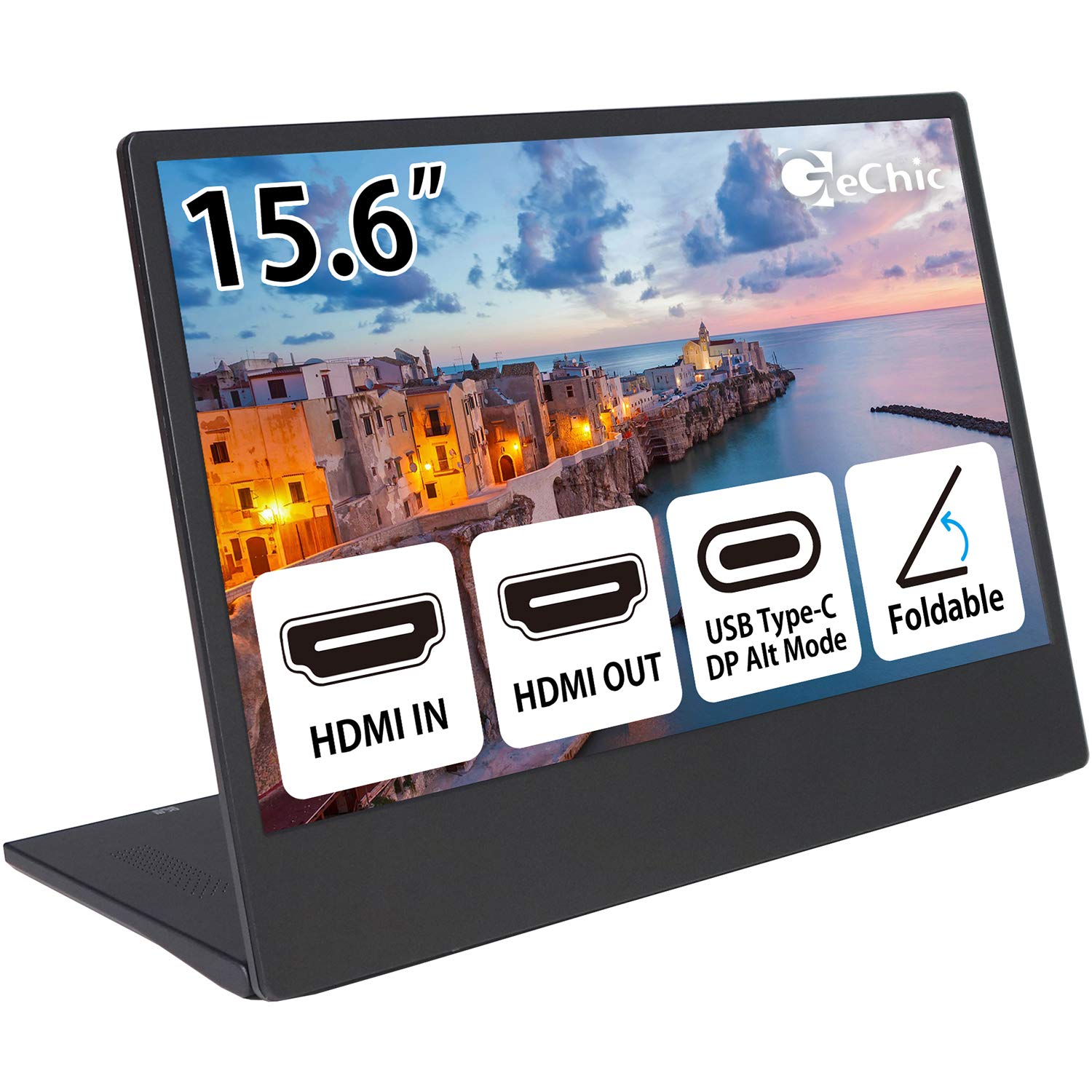 

GeChic Mobile Monitor M505E inch Full HD LCD USB Hybrid Video Input HDMI Output IPS LCD Blue Light Reduction For Home Work On-Lap 15.6 (1920x1080) чорний