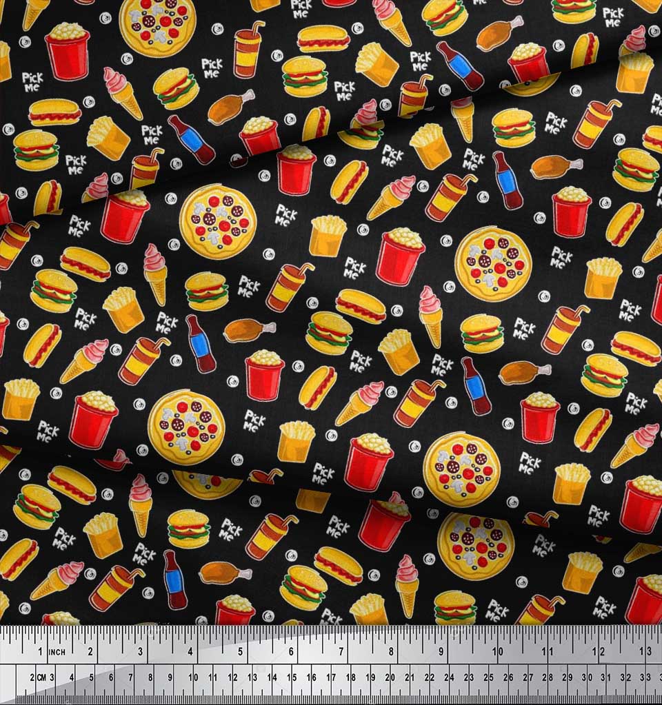 Soimoi Tecido de cetim crepe japonês para bebidas geladas, pizza e hambúrguer, tecido estampado para alimentos, 1 metro e 42 polegadas