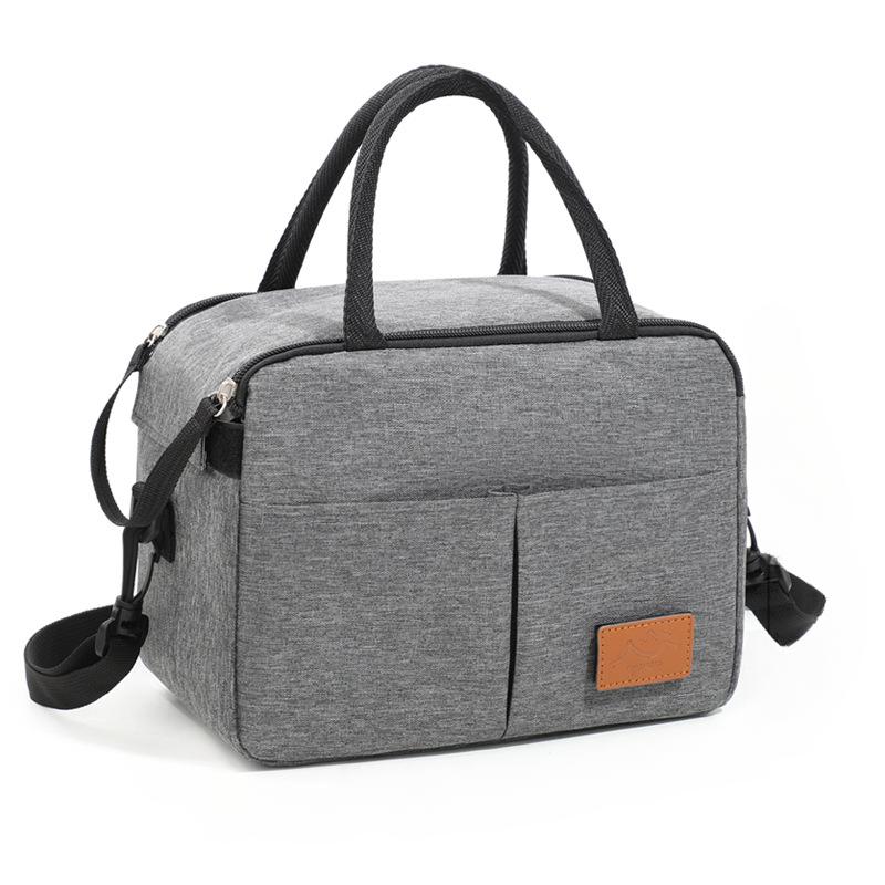 Solid Color Warm Bento Bag - Thickened Oxford Cloth Crossbody Bento Bag, Suitable for Commuting Use, Long-lasting Insulation-tan