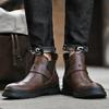Fashion British Style Men's Workwear Shoes Retro Brown Handsome Men's Motorcycle Boots Business Versatile Formal High Top Shoes