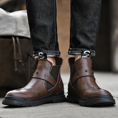 British Style Men's Workwear Shoes Retro Brown Handsome Men's Motorcycle Boots Business Versatile Formal High Top Shoes