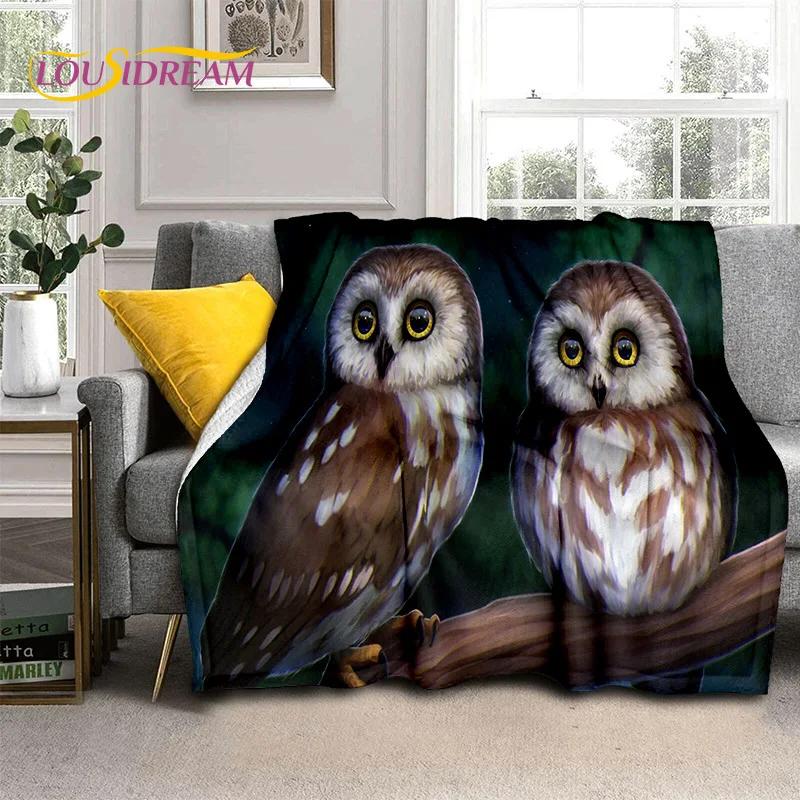 3D Cartoon Cute Owl Series HD Blanket,Soft Throw Blanket for Home Bedroom Bed Sofa Picnic Travel Office Rest Cover Blanket Kids