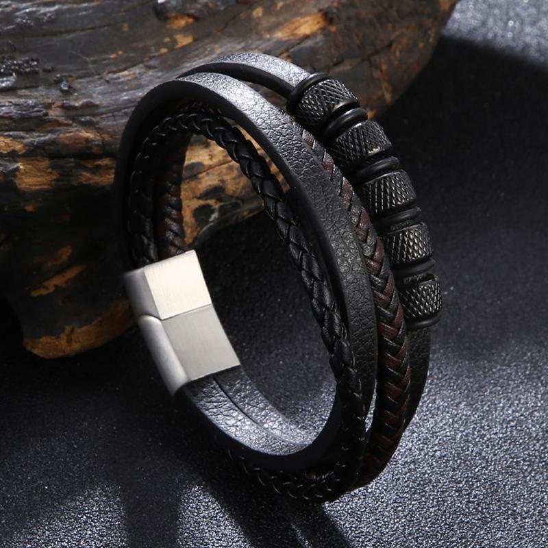 New Men's Leather Bracelet New Style Hand-woven Multi-layer Combination Accessory Fashion Man Jewelry