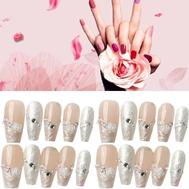 Handmade Long Floral Nail Sticker Wholesale For Women Xs S M L Pure Desire Style