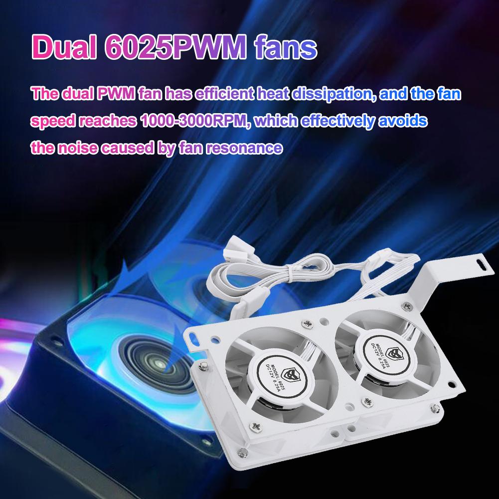 Memory Radiator ARGB Syn RAM Memory Cooling Fan with Dual 60mm Fan PWM 1000-3000RPM for DDR/DDR2/DDR3/DDR4/DDR5