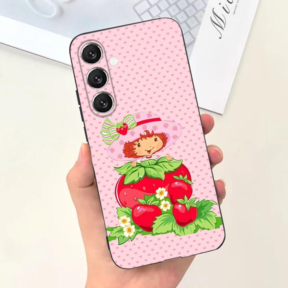 Girl Pink Strawberry S-Shortcake Phone Case For Samsung S25,S24,S21,S22,S23,S30,Ultra,S20,Plus,Fe,Lite,Note,10,9,5G Black Cover
