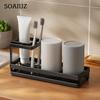 Toothbrush Holder Storage Organizer Smooth Edge Burr-Free Countertop Organizer Rinsing Cup Toothpaste Storage Holder