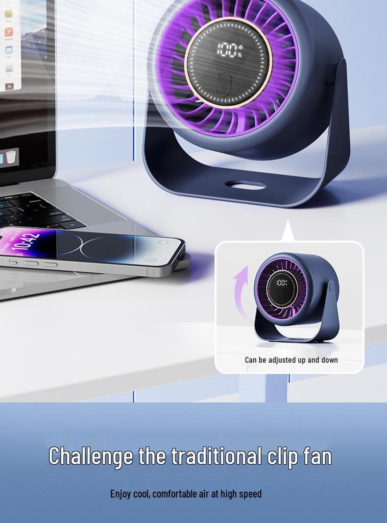 Portable USB Desktop Clip Fan - High Wind Turbine for Home, Office & Outdoor Use