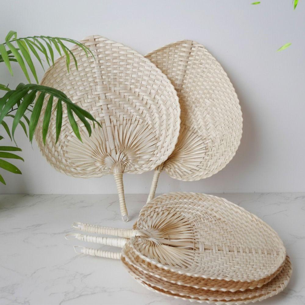 Hand Weaving Palm Leaf Fan Pure Handmade Rattan Fan Exquisite Summer Cooling Fan Summer Home Decor