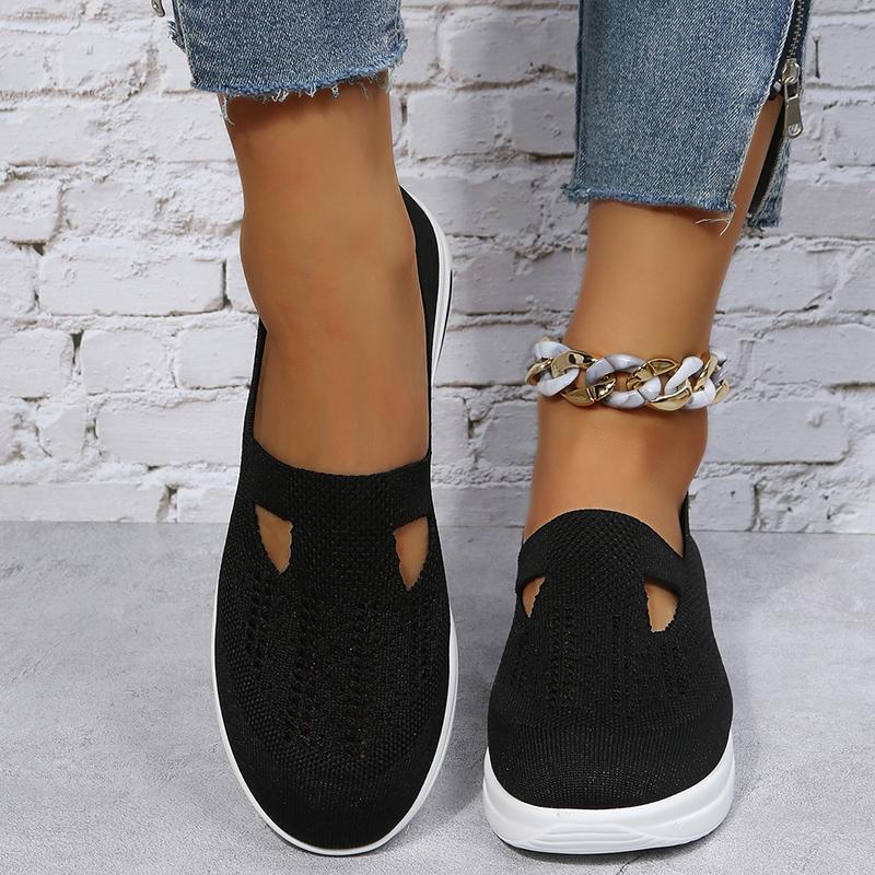 Síťovaná sportovní obuv Ženy Pletené mokasíny Hollow Out Design Platforma Tenisky Dámské Silná podrážka Slip-On Flats