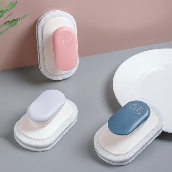 Pot Brush Ergonomic Handle Detachable Sponge Head Oil Stain Removal Stubborn Dirt Cleaning Brush Bathroom Cleaning Tool