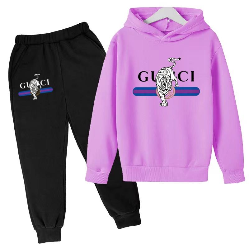 Children New Tiger Print Hoodie Clothes Autumn Winter Casual Long Sleeve Pullover 2pcs Top+Pants Brand Girl Boy 3-12Yrs Coat Set