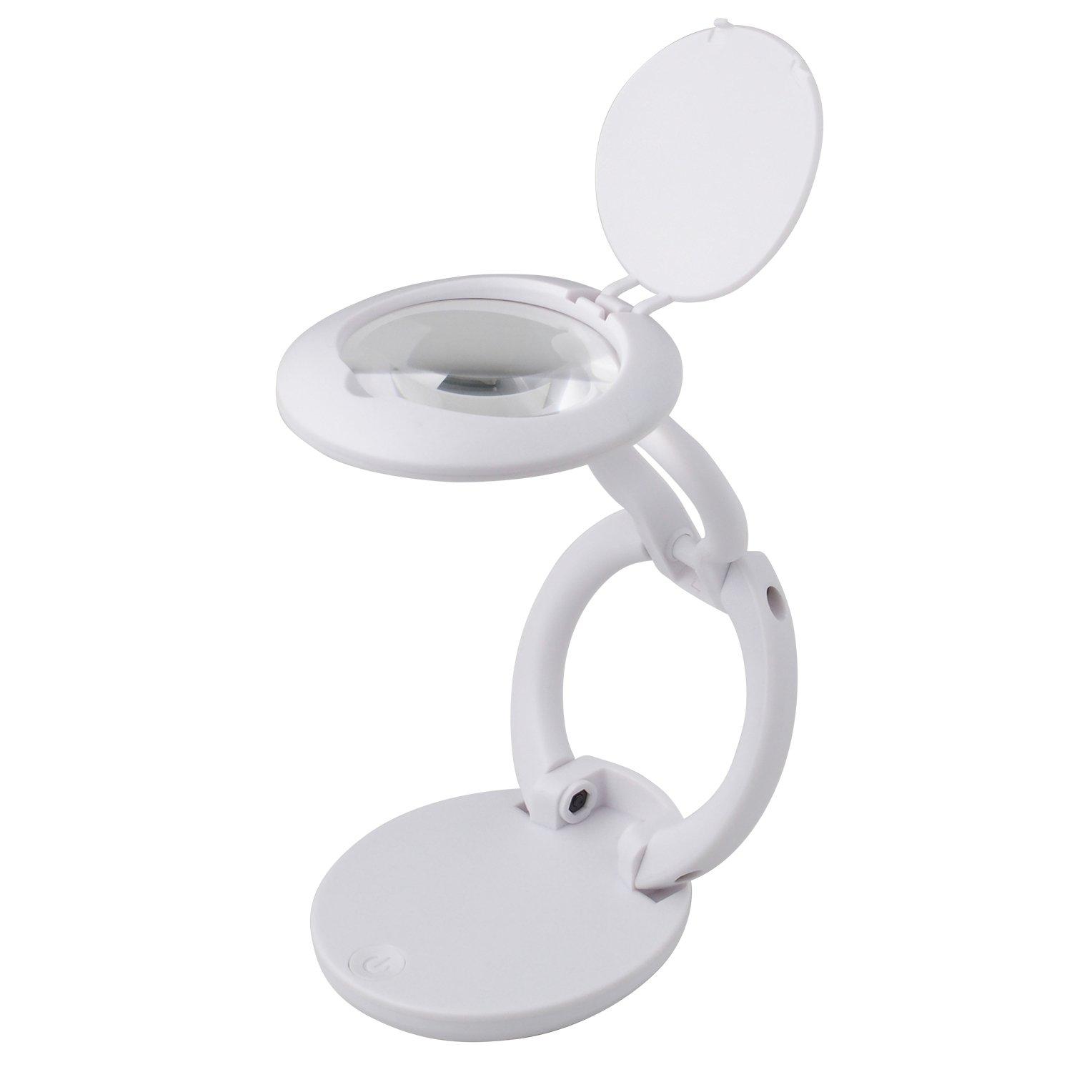 

Система 3R Система трьох кілець Портативна лупа-підставка з LED Multi-Loupe [viacurio] Збільшення лінзи приблизно в 3 рази зі складаним ремінцем Wh