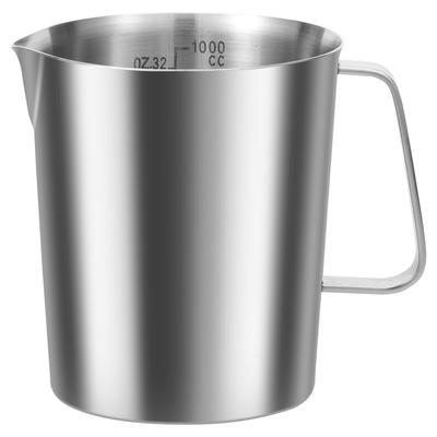 500/1000ML Stainless Steel Milk Frothing Jug With Handle Rust Proof Large Mouth Metal Graduated Beaker With Clear Marking