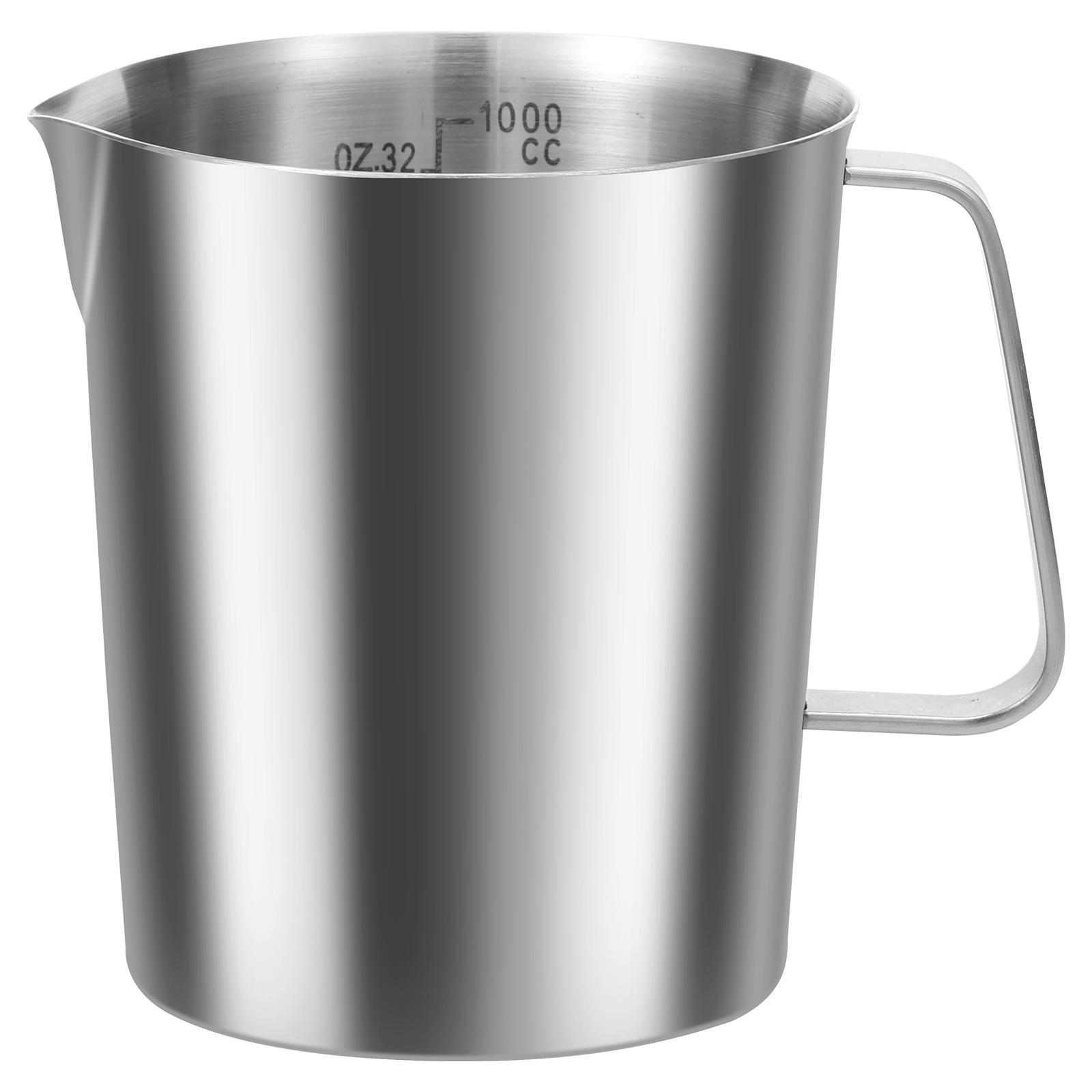 

0.5-2L Stainless Steel Milk Frothing Jug Measurement Jug Milk Pot Large Mouth Graduated Beaker Clear Marking Coffee Accessories 500ml
