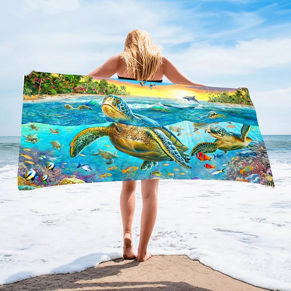 Microfiber Beach Towel Digital Printing Quick-Drying Double-Sided Velvet Class A Large Bath Towel Plus Towel